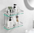 14" W x 5" D x 12" H Silver Wall Mount 2-Tier Bathroom Glass Floating Shelf