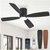 52" Integrated LED Indoor 6-Speed Black Flush Mount Ceiling Fan, Light & Remote