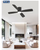 52" Integrated LED Indoor 6-Speed Black Flush Mount Ceiling Fan, Light & Remote