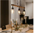 Uolfin Farmhouse Faux Wood & Black Linear Chandelier 3-Light Vintage Chandelier