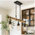 Uolfin Farmhouse Faux Wood & Black Linear Chandelier 3-Light Vintage Chandelier
