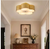 19 in. 5-Light Large Flower Vintage Gold Metal Semi-Flush Mount Light with Shade