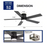 Breezary Hector II 52 in Indoor/Outdoor Black Flush Ceiling Fan w/Remote & Light