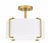 HDC Brookley 14 in. 2-Light Brushed Gold Semi-Flush Mount w/White Fabric Shade