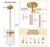 TinHon Modern Gold Pendant Lights Kitchen Island w/Handblown Rippled Glass Shade