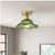 aiwen 9.84" 1-Light Vintage Flower Semi-Flush Mount Ceiling Lamp w/ Green Shade