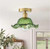 aiwen 9.84" 1-Light Vintage Flower Semi-Flush Mount Ceiling Lamp w/ Green Shade