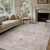 Soft Beige 6 ft x 9 ft Machine Washable Oriental Area Rug