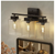 YANSUN 15.75" 3-Light Matte Black Modern Vanity Light w/Square Clear Glass Shade