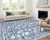 8 ft x 10 ft Navy Vintage Floral Pinted Washable Area Rug