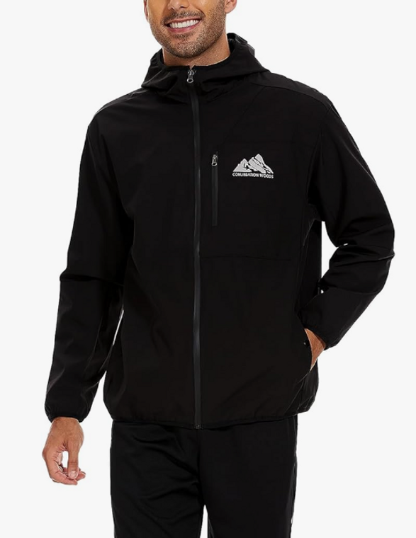 Conurbation Men's Waterproof Rain Jacket Windbreaker with Hood - Black