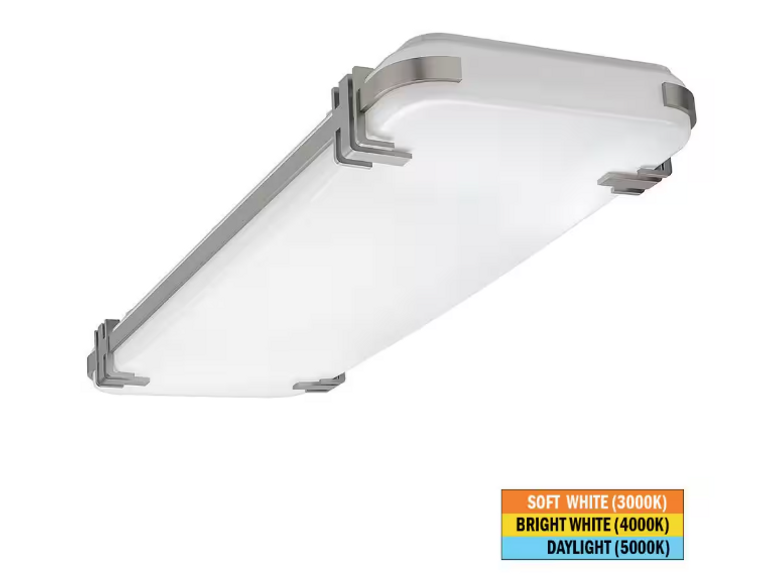 CE 48" x 15" Brushed Nickel LED Flush Mount Light Fixture 5500LM Adjustable CCT