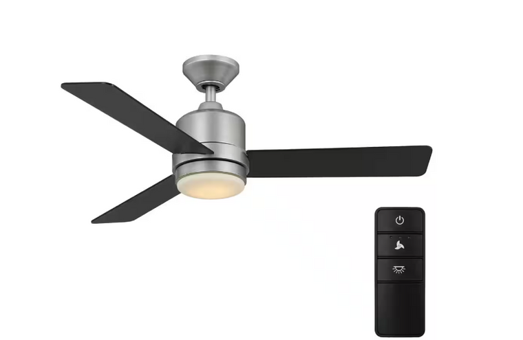 Hampton Bay Castlegate 44" Integrated LED Silver Ceiling Fan with Light & Remote