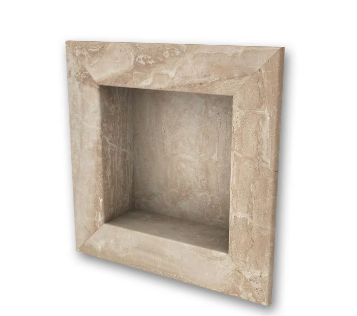 FlexStone 17 in. x 17 in. Square Recessed Shampoo Caddy in Alaskan Ivory