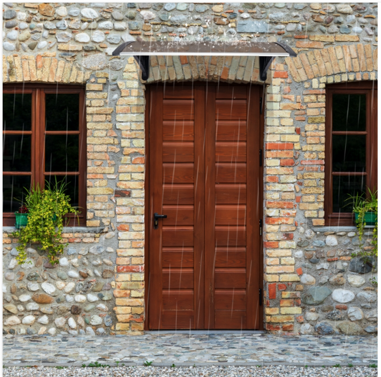 39" x 35.4 " Patio Polycarbonate Window Awning Front Door Brown w/Black Bracket