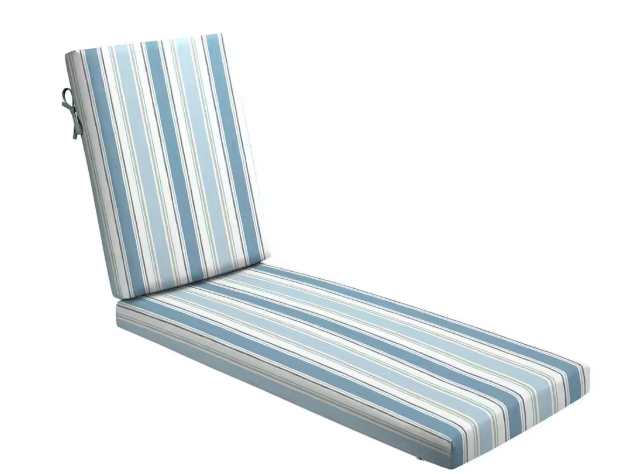 ARDEN Foam Outdoor Chaise Lounge Cushion 21 x 72 in French Blue Linen Stripe