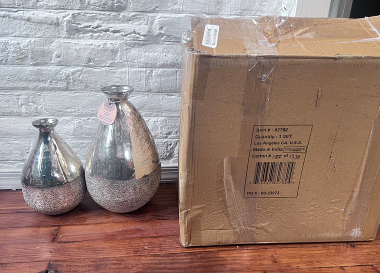 Litton Lane 12 in., 9 in. Gold Blown Glass Decorative Vase (Set of 2)