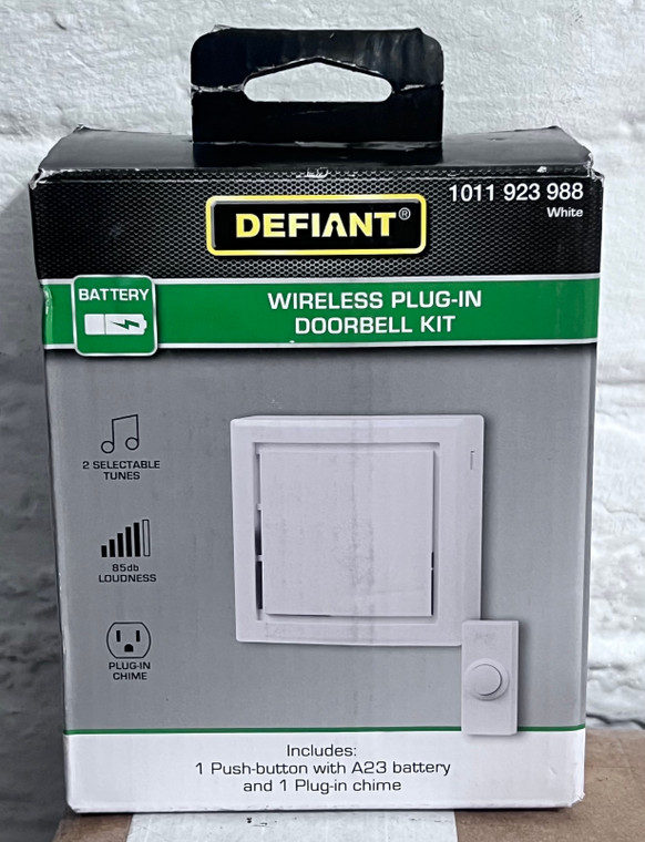 Defiant 18000306 Wireless Plug-In Doorbell Kit with 1 Push Button, White