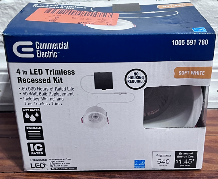 Commercial Electric LED Trimless LED 4 in. Round Canless Recessed Light 91582
