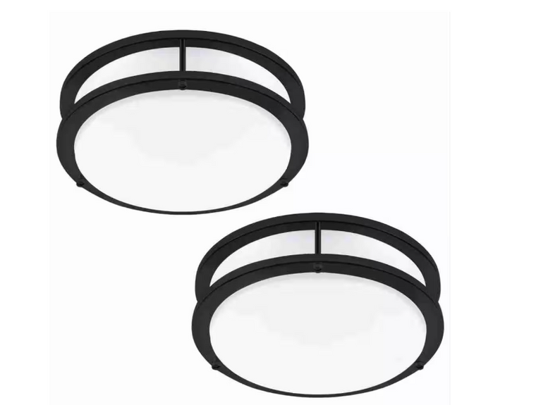 2-Pack Hukoro Hanz 13" Matte Black CCT Selectable LED Flush Mount Ceiling Light