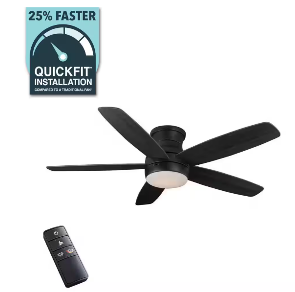 HDC 59259 Ashby Park 52 in. Matte Black Indoor CCT LED Ceiling Fan with Remote