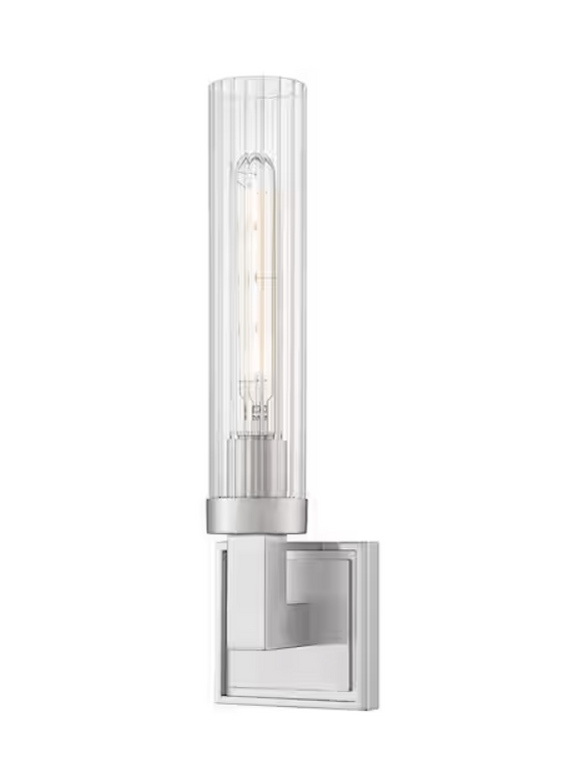 Z-Lite Beau 16.75 in. Brushed Nickel 1 Light Wall Sconce with Clear Ribbed Glass