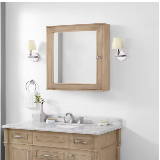 HDC Aberdeen 24" X 8" X 27" Rectangular Antique Oak Medicine Cabinet w/Mirror