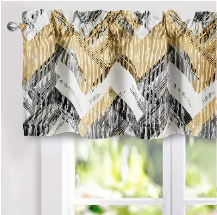 DriftAway Herringbone Geometric Stripe Blackout Window Curtain Valance RodPocket