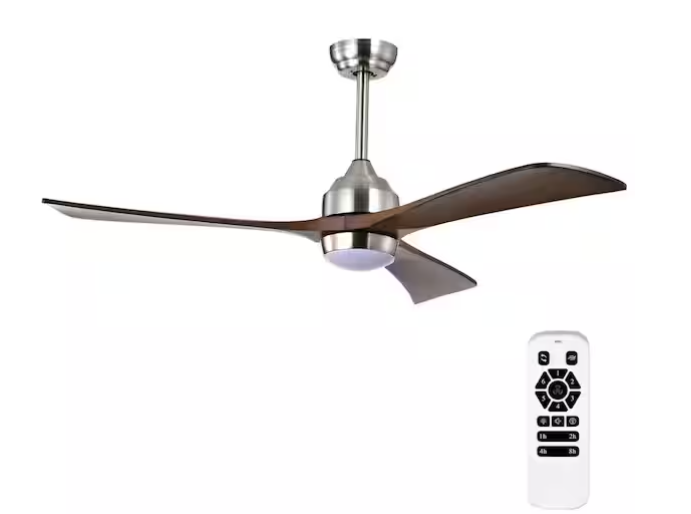 52 in. Indoor Sand nickel color Ceiling Fan with Light Kit and Remote Control