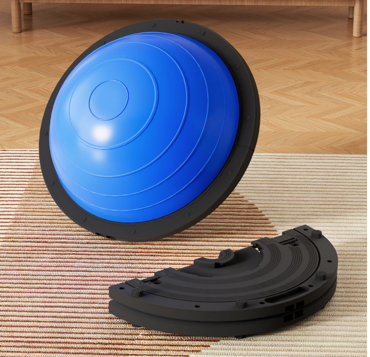 Vtory Foldable Half Stability Ball, 1300 lbs, 23.5" w/Foot Pump + Resistant Band
