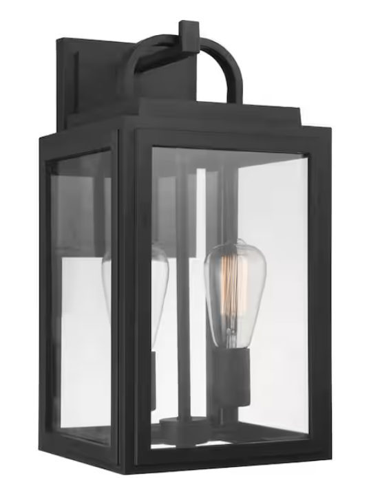 Progress Lighting P560176 Grandbury Black 2-Light 17 in. Tall Outdoor Wall Sonce