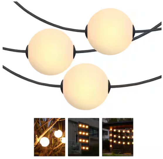 Brightech Ambience Pro 10-Light 28 ft Indoor/Outdoor LED Globe Bulb String Light
