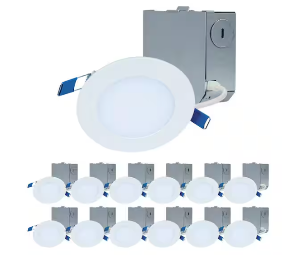 Halo 4 in. Ultra-Thin Downlight 3000K New Construction/Remodel LED Recessed 12PK