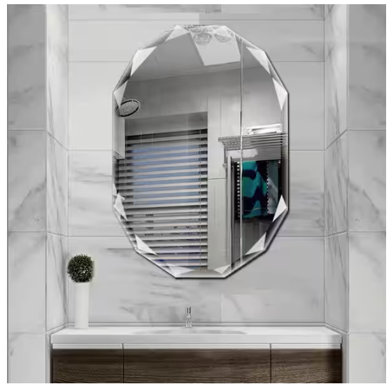 ELLO&ALLO 30 in W x 36 in L Single Beveled Edge Bath Wall Vanity Mirror EVM-Z-30