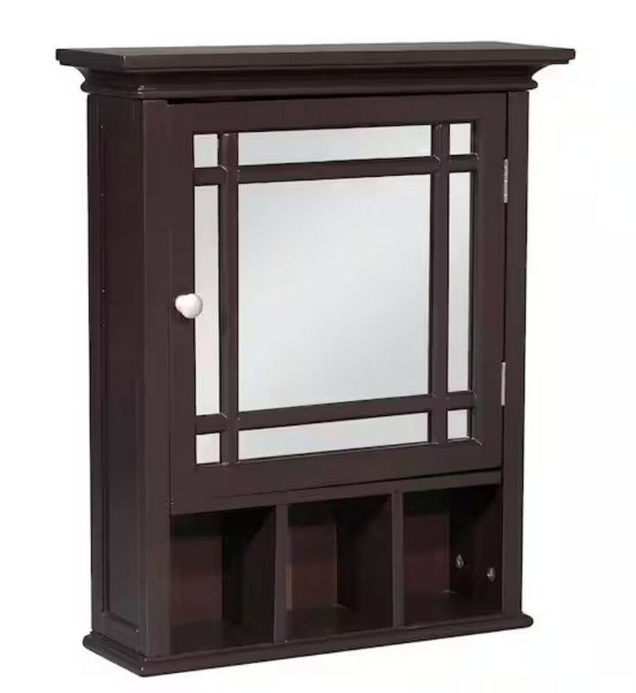 Teamson Home Neal 20" W x 24.13" H x 6.5" D Wooden Medicine Cabinet in Espresso