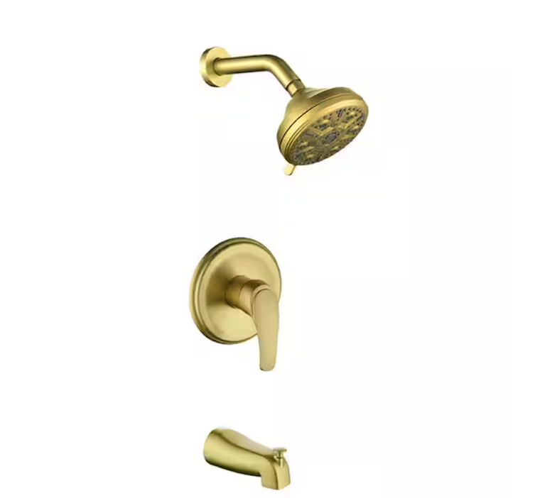 Single Handle 2-Spray Tub and Shower Faucet with Valve in Brushed Gold 88049BG