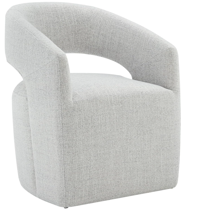 KISLOT Upholstered Barrel Side Dining Chair with Casters, Milk