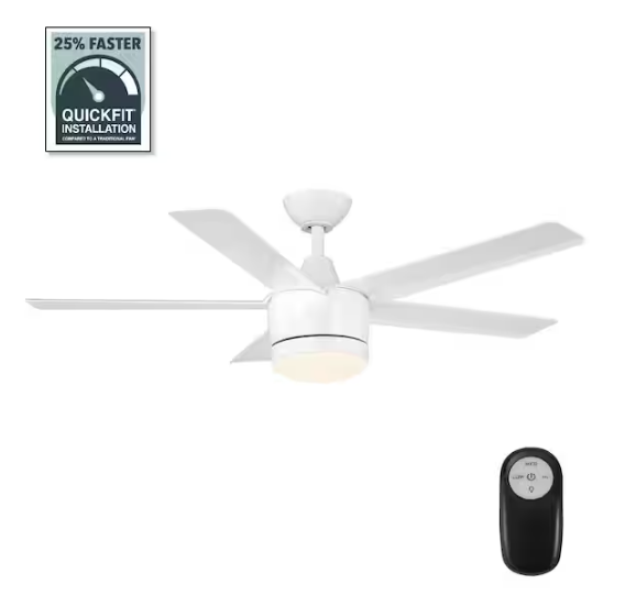 HDC Merwry 48 in Integrated LED Indoor White Ceiling Fan with Light Kit & Remote