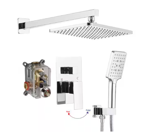 BWE A-95037-C Polished Chrome Single Handle High Pressure Shower System w/Valve