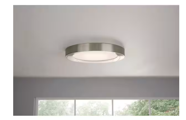 Home Decorators Calloway 15 in. Brushed Nickel Selectable LED Flush Mount Light