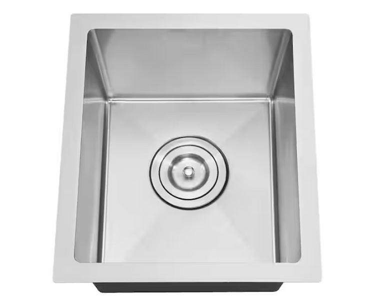 Attop Brushed Stainless Steel 13" Single Bowl Undermount Sink with Strainer