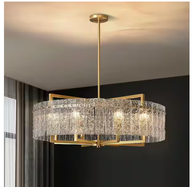 WDETR 33.5 in. Gold Metal 8-Light Round Drum Chandelier HLP15108