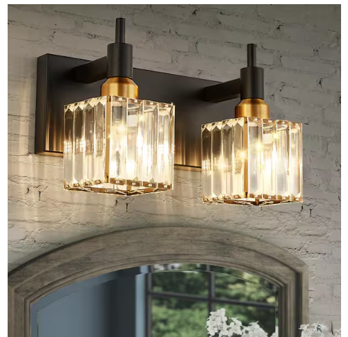 EDISLIVE Orillia 11.8 in. 2-Light Modern Black Gold Bathroom Vanity Light