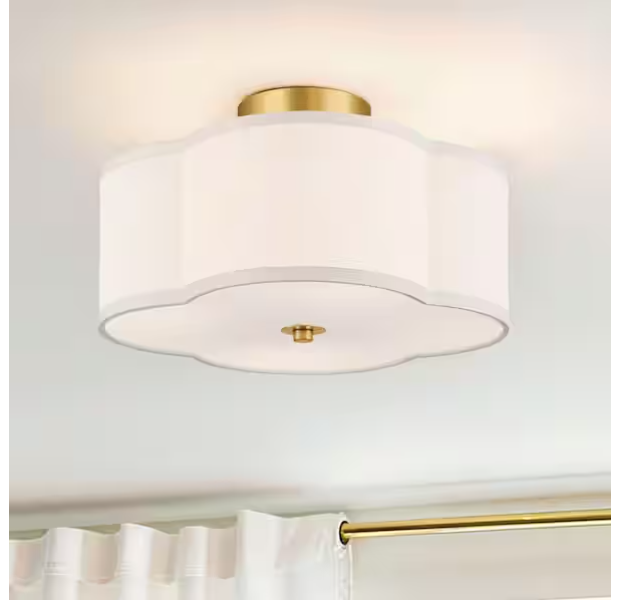 MERRA 12.6 in. 4-Light Fabric Semi Flush Mount Ceiling Light with Fabric Shade