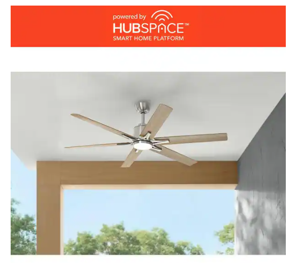 HDC Kensgrove II 60" Smart Indoor/Outdoor Brushed Nickel Ceiling Fan with Remote