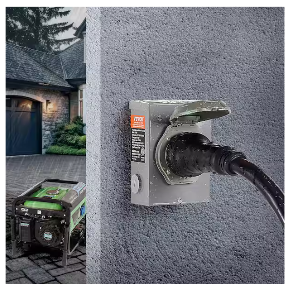 VEVOR 25 ft. 50 Amp 125-Volt Generator Extension Cord and Power Inlet Box Kit