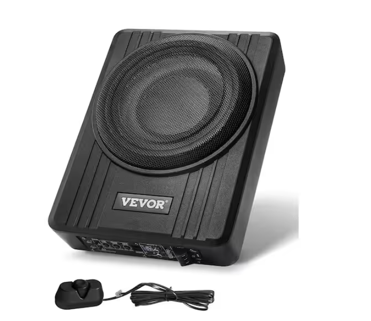 VEVOR 10 in. 300W Low Profile Underseat Car Subwoofer System with Built-In Amp