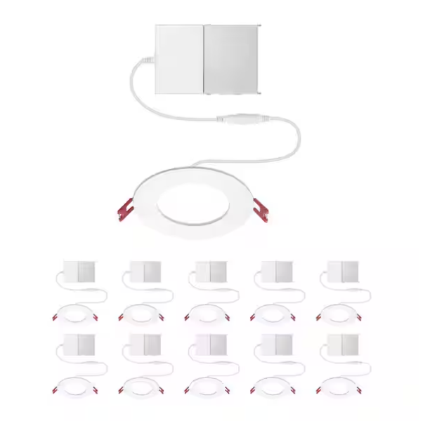 Commercial Electric 4 in Slim Recessed Lights - White - Integrated LED (10-Pack)