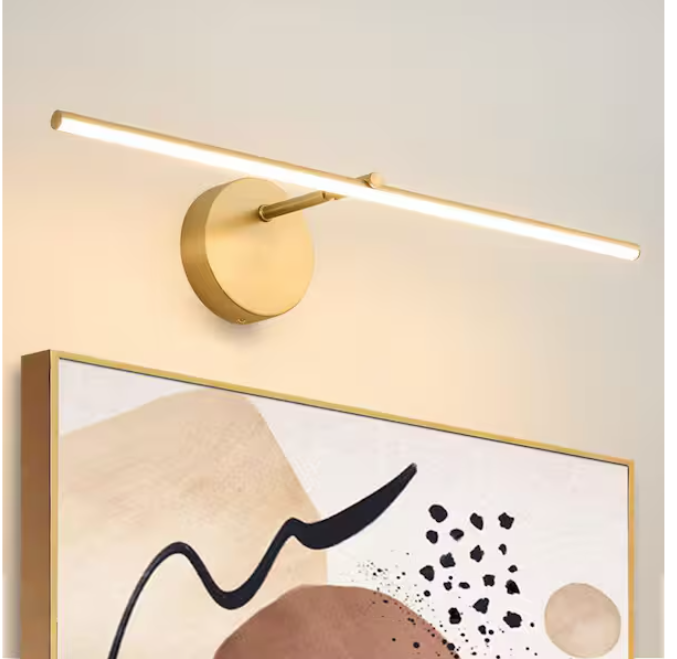 24 in. 90° Rotation 5CCT Gold LED Vanity Light Bar with Frosted Acrylic Shade