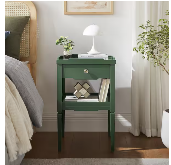 Quality Components Plus Finchley Vintage Green 1-drawer 16 in. W Nightstand